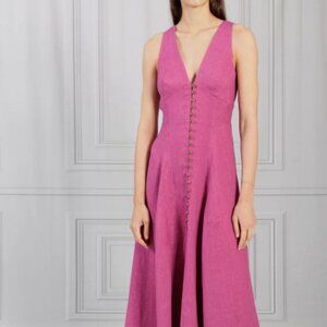 Three Graces London | Grape Rose Sleeveless Linen Dress